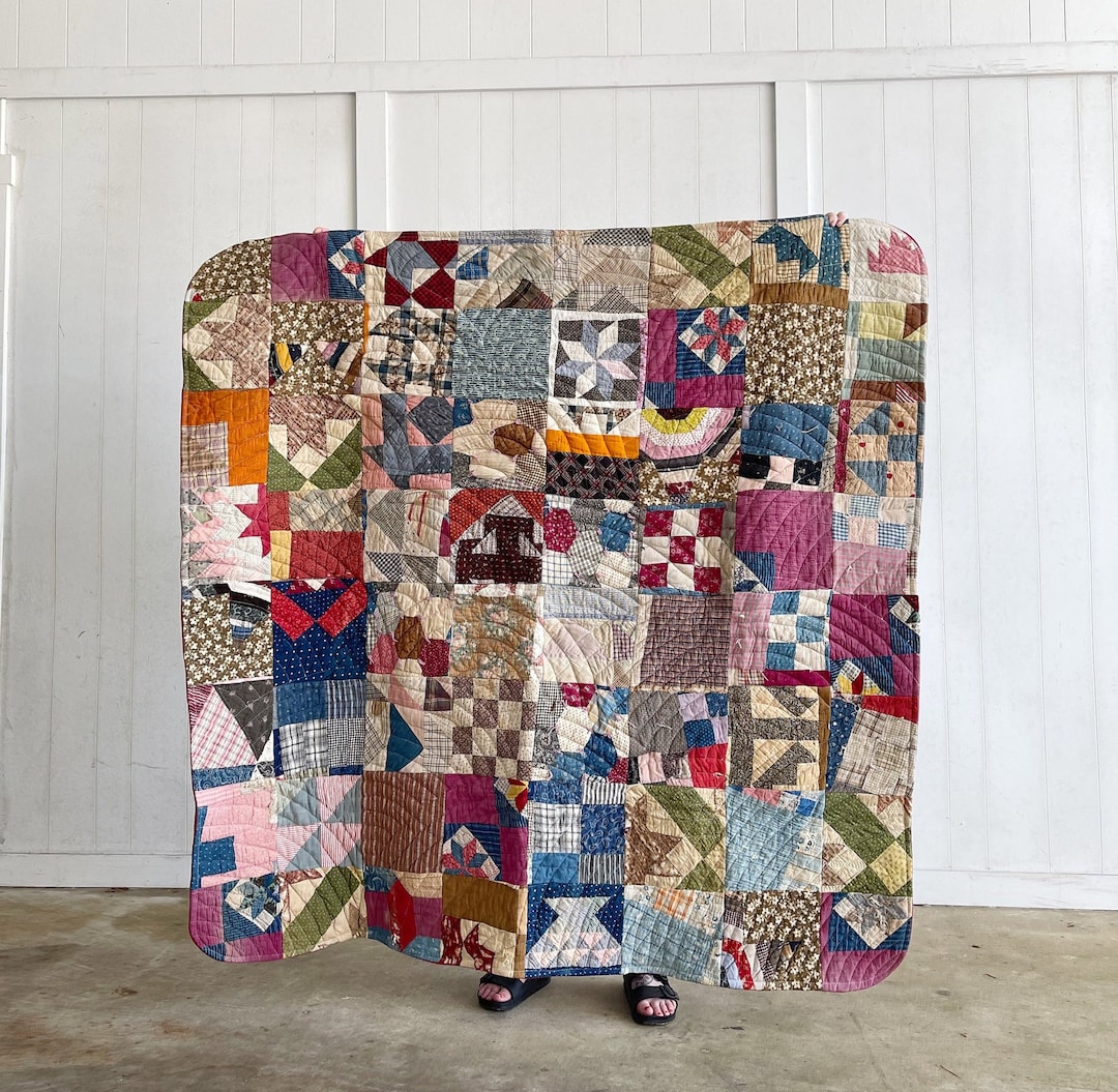 Patchwork Quilt Made From Old Quilts/ Throw Quilt / Americana - Etsy