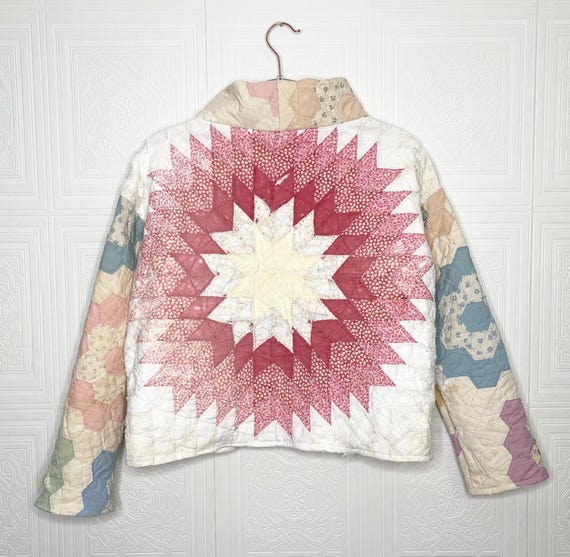 ヴィンテージパッチワークキルティングプルオーバー：ハンドメイド