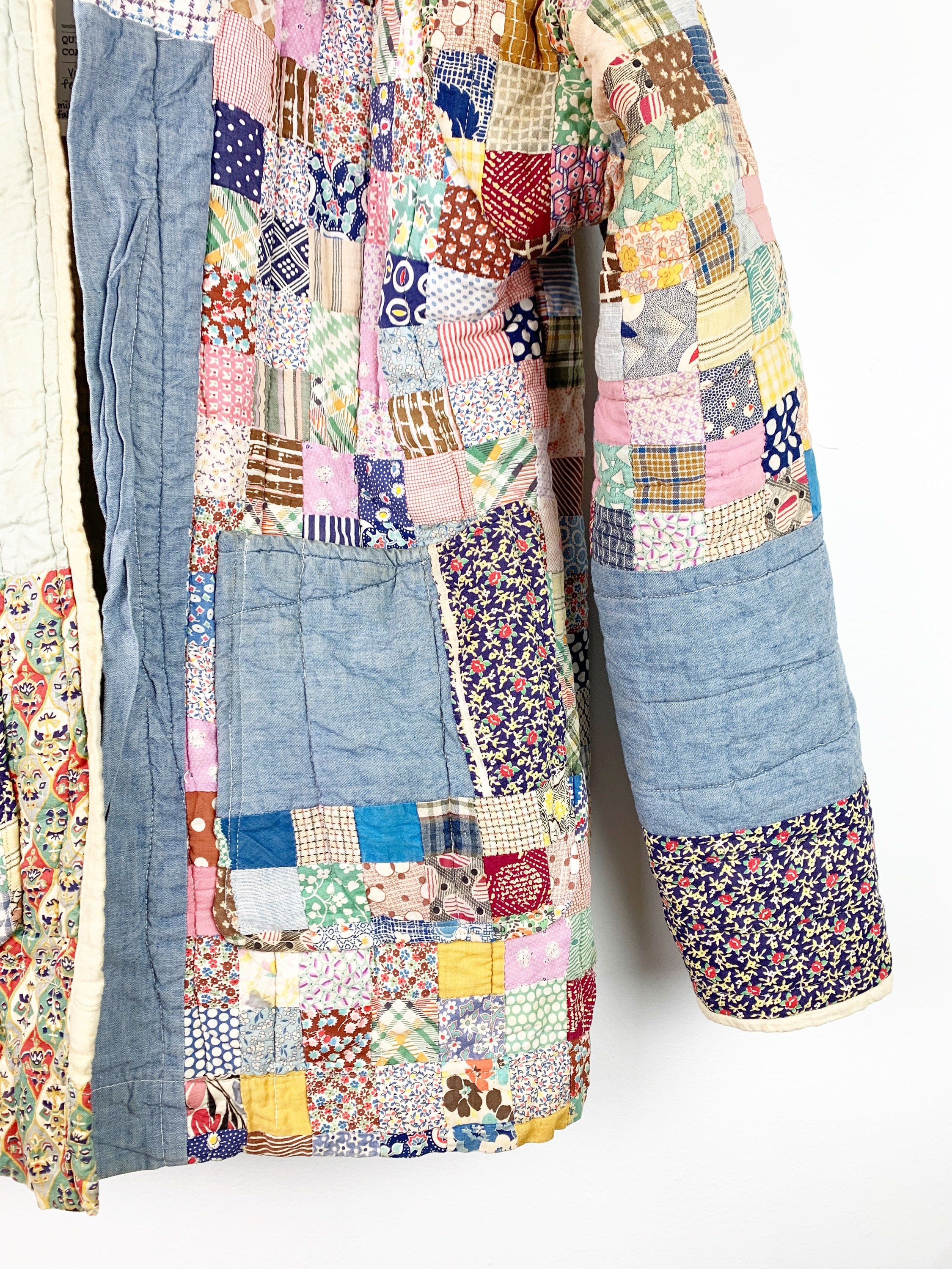 Quilt Chore Coat / Quilted Patchwork Jacket / Feedsack / Etsy