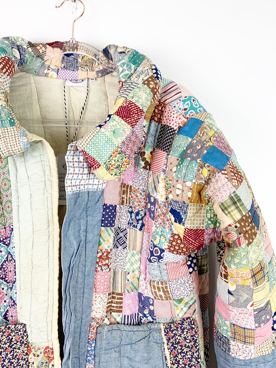 Quilt Chore Coat / Quilted Patchwork Jacket / Feedsack / Etsy