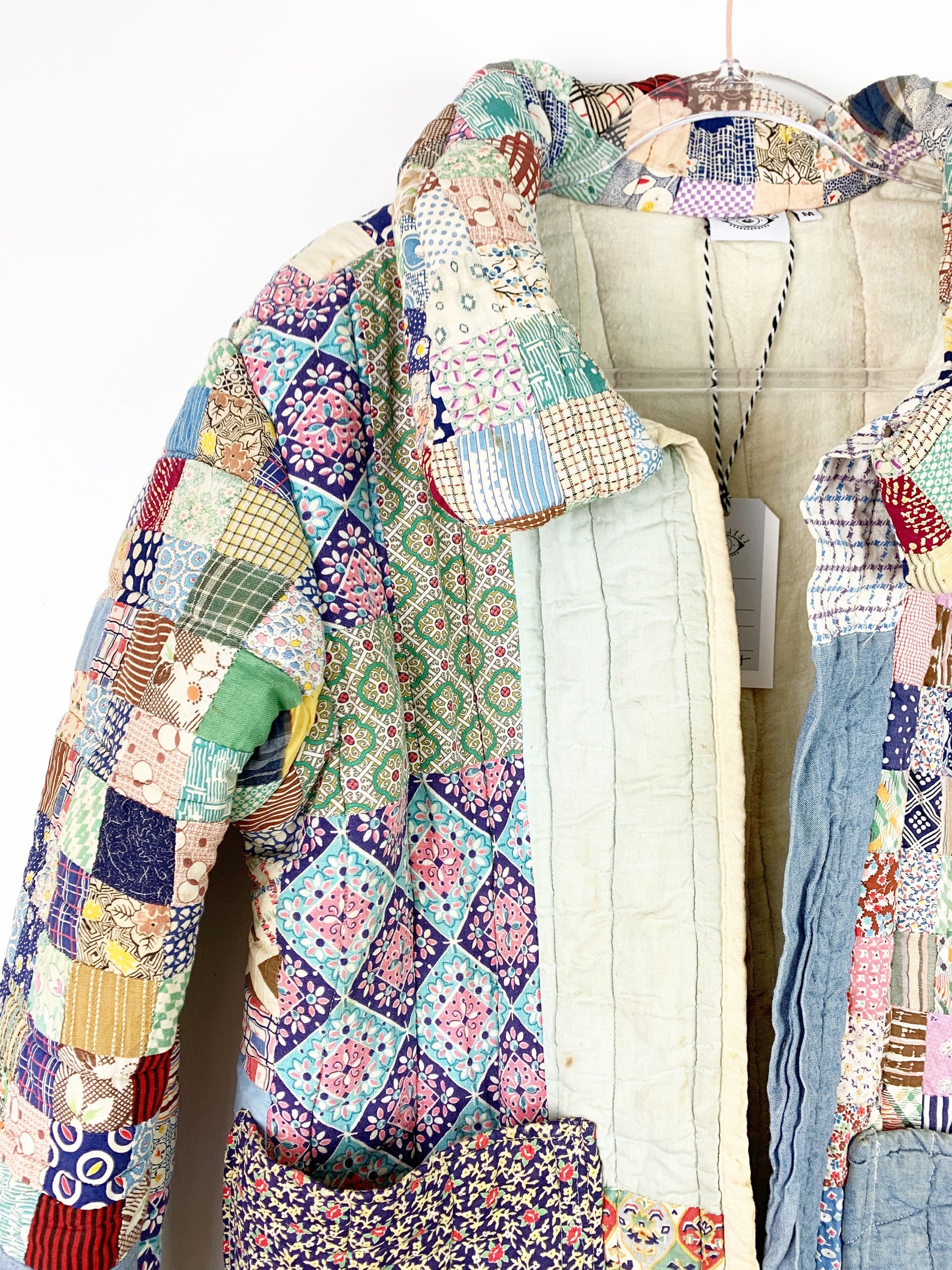 Quilt Chore Coat / Quilted Patchwork Jacket / Feedsack / Etsy