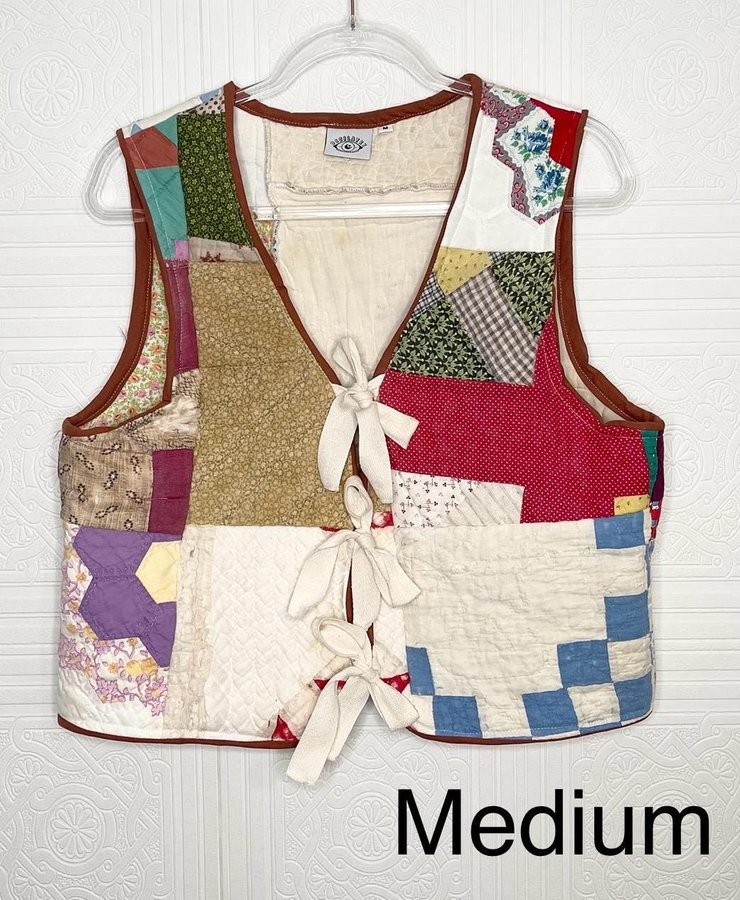 Vintage Patchwork Quilt Tie Vest - Upcycled Handmade Clothing - Etsy