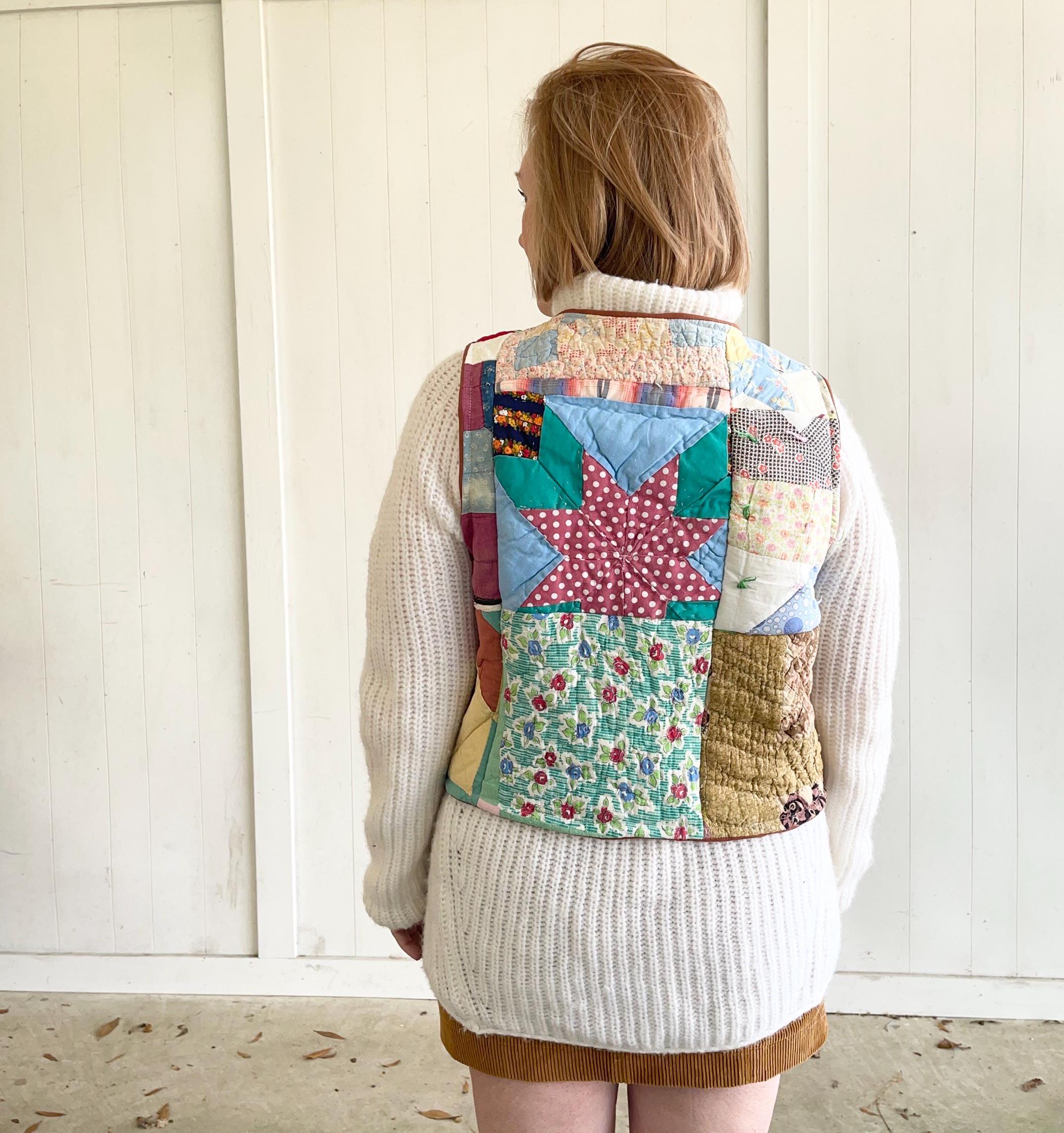 【USA製】vintage quilting check vest Vintage Patchwork Quilt Tie Vest - Upcycled Handmade Clothing - Etsy