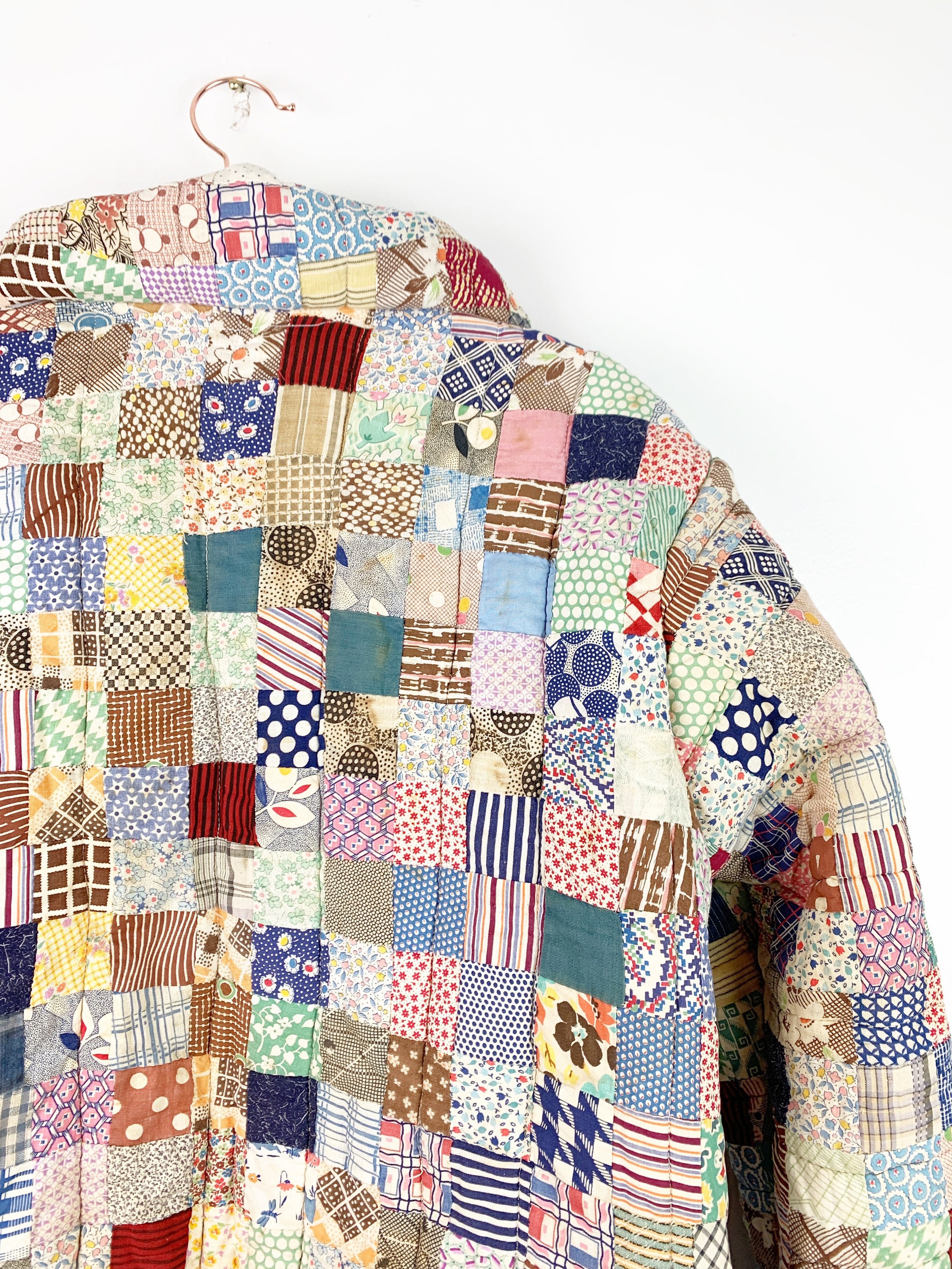 Quilt Chore Coat / Quilted Patchwork Jacket / Feedsack / Etsy