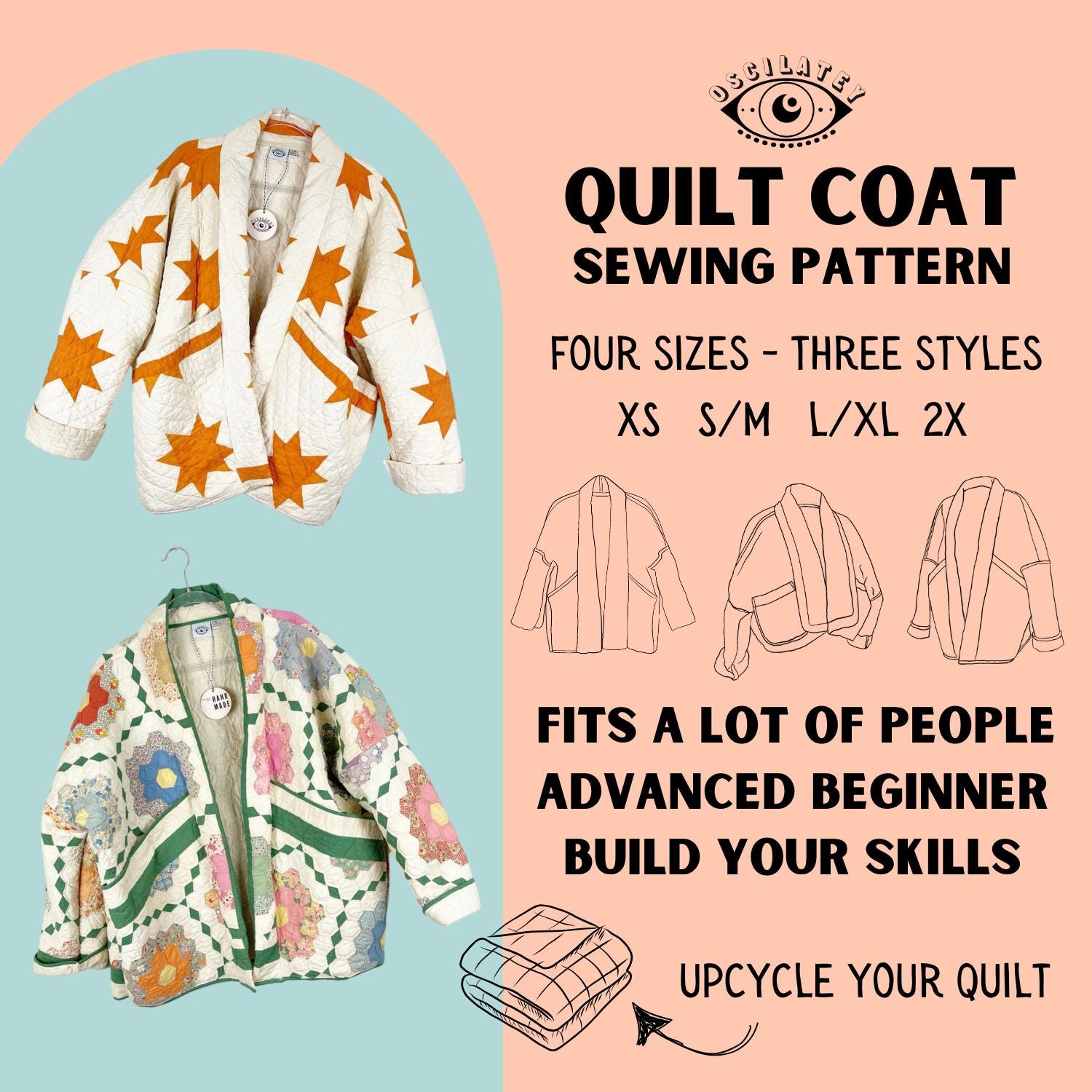 Quilt Coat PDF Sewing Pattern / Make Your Own Quilt Coat / US