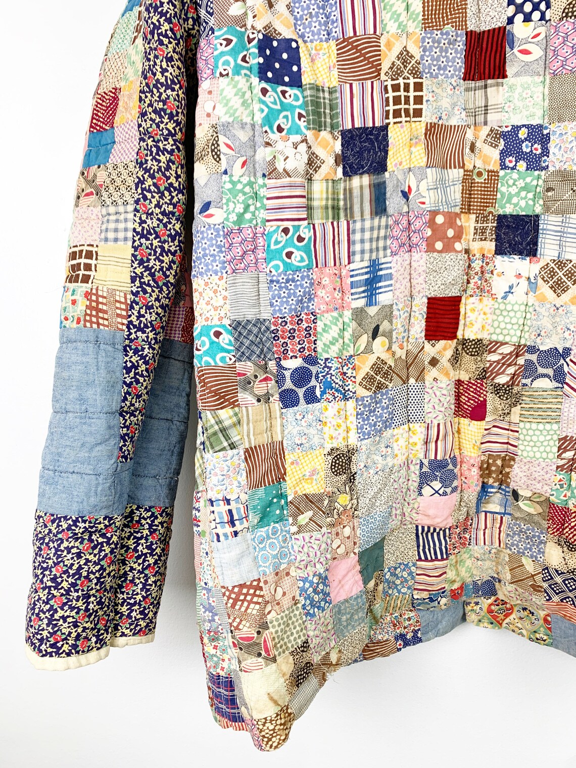 Quilt Chore Coat / Quilted Patchwork Jacket / Feedsack / Etsy