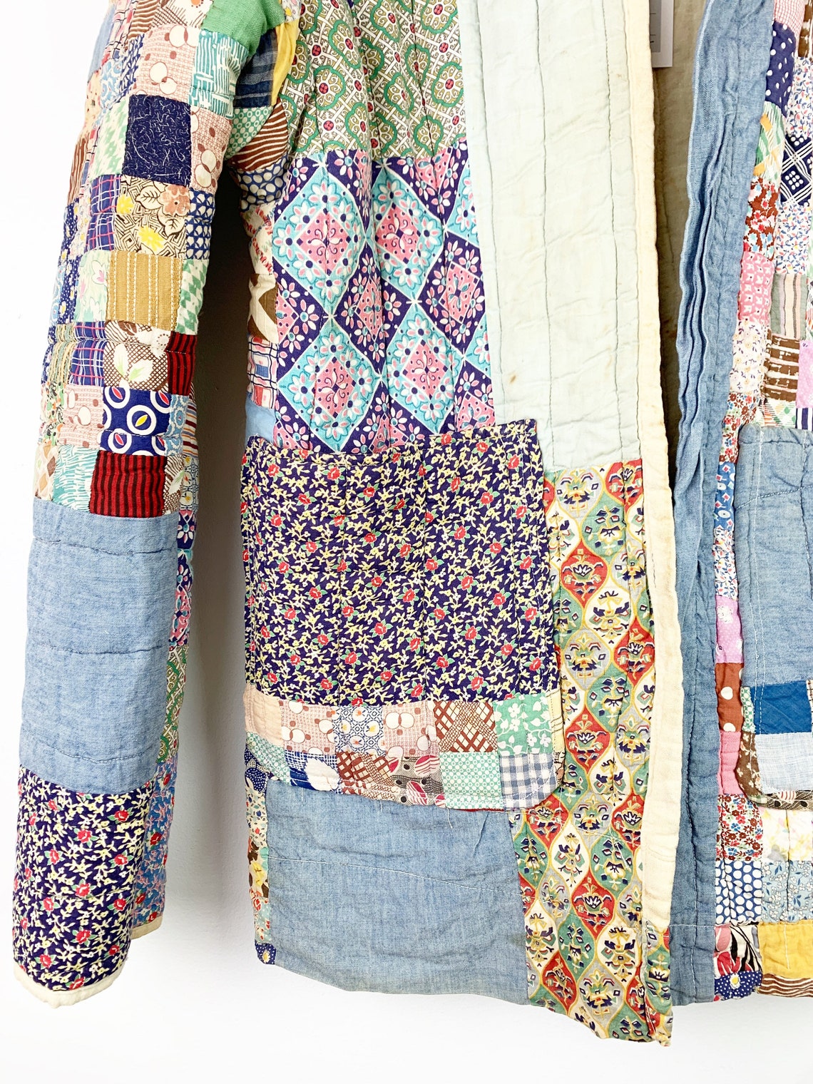 Quilt Chore Coat / Quilted Patchwork Jacket / Feedsack / Etsy