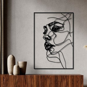 Volto astratto Decorazioni per la casa Decorazione artistica in metallo Grande decorazione da parete in metallo nero Camera da letto Decorazione da parete in metallo Soggiorno Cucina Arte Arte da parete in metallo