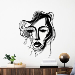 Ritratto di donna Decorazione da parete in metallo Soggiorno Cucina Interni Esterni Decorazione da parete in metallo Decorazione per la casa Decorazione in metallo Grande decorazione da parete in metallo nero