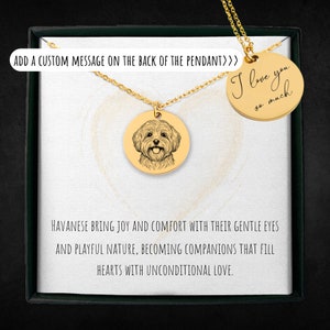 Personalized Havanese Necklace For Girls And Women - Custom Engraved Pet Jewelry - Dog Memorial Gift - Dog Coin Pendant - Dog Charm