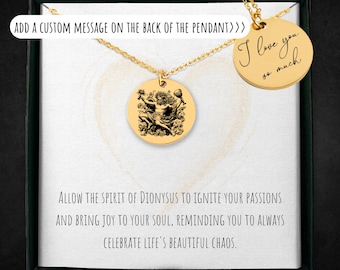 Personalized Dionysus Pendant Necklace: Engraved Greek God Jewelry