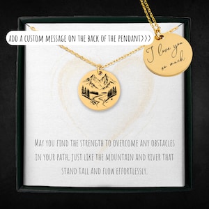 Personalized Mountain and River Necklace For Men And Women - Custom Engraved Nature Jewelry - Outdoor Lover Gift - Wilderness Charm Pendant
