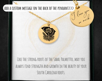 Gepersonaliseerde ketting South Carolina: hanger gegraveerde palmboom