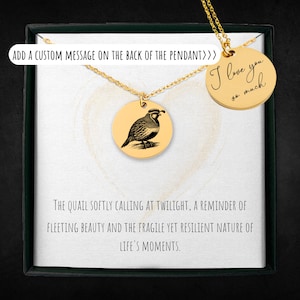 Gepersonaliseerde kwartel ketting voor vrouwen en meisjes - aangepaste gegraveerde kwartel sieraden - kwartel minnaar cadeau - kwartel munt hanger - kwartel charme