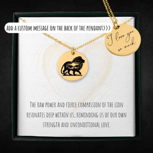 Personalized Lion Necklace For Women And Men - Custom Engraved Lion Jewelry - Lion Theme Gift - Lion Coin Pendant - Lion Charm