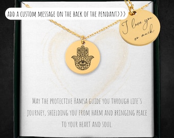 Colar Hamsa Personalizado: Pingente de Proteção contra Mau-Olhado Gravado