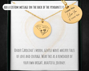 Gegraveerde ketting South Carolina: palmboombedel, gepersonaliseerde SC-sieraden
