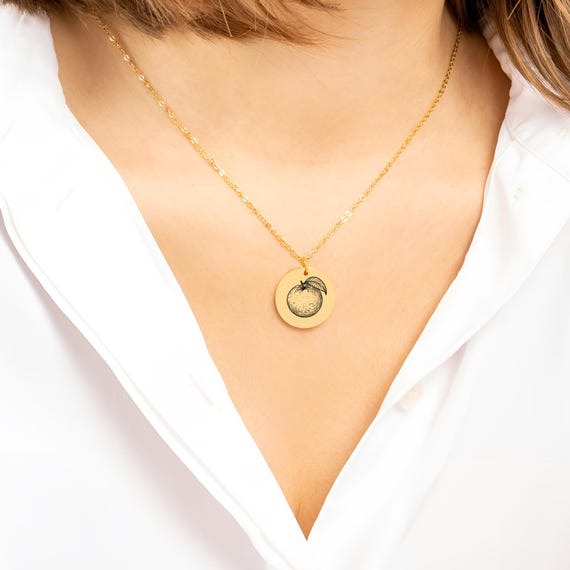 Clementine Necklace: Personalized Engraved Citrus Fruit Charm - Etsy