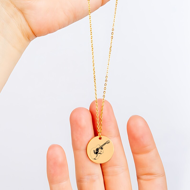 Personalized Guitar Necklace for Men and Women Custom Engraved Classic