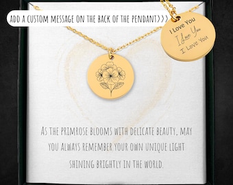 Personalized Primrose Flower Necklace: Custom Floral Pendant, Botanical Gift