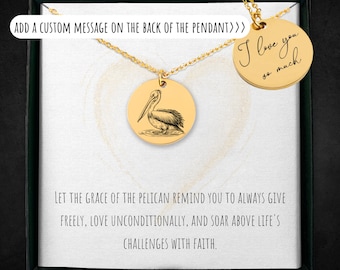 Personalized Pelican Necklace For Women And Girls - Custom Engraved Pelican Jewelry - Sea Bird Gift For Her - Pelican Pendant - Bird Charm