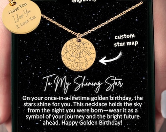 Personalized Star Map Necklace for Son, Custom Birthday Gift, Unique Jewelry for Son’s Birthday, To My Shining Star Message Card