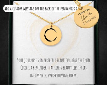 Personligt Enso Circle Halsband | Anpassat graverat Zen-hänge | Mindfulness-smycken, presentberlock | Wabi-Sabi-symbol