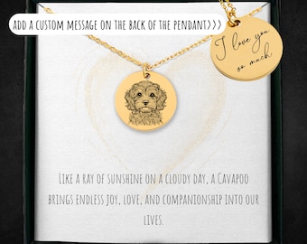 Personalized Cavapoo Necklace For Girls And Women - Custom Engraved Pet Jewelry - Dog Memorial Gift - Dog Coin Pendant - Dog Charm