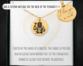 Gepersonaliseerde Hephaestus-ketting: op maat gegraveerde hanger Griekse god
