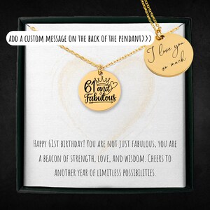 Gepersonaliseerde 61 en fantastische ketting voor vrouwen, op maat gegraveerde 61e verjaardagssieraden, 61-jarige cadeau voor haar, nummer bedelhanger