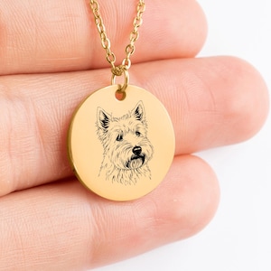 Collana Westie personalizzata con biglietto con messaggio, regalo personalizzato West Highland White Terrier, ciondolo per gioielli per mamma di cani, memoriale per cani scozzesi