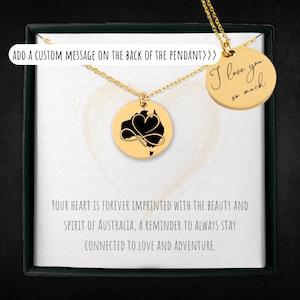 Collier carte de l'Australie personnalisé pour femme et homme - Bijoux australiens gravés personnalisés, cadeaux Australie - Pendentif pièce de monnaie avec breloque Australie