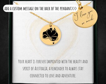 Personalized Australia Map Necklace: Engraved Charm Pendant