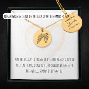 Personalisierte Glyzinien Blume Halskette | Benutzerdefinierte Blumen Anhänger Schmuck Geschenk für sie | Botanischer Garten Geschenk für Frauen