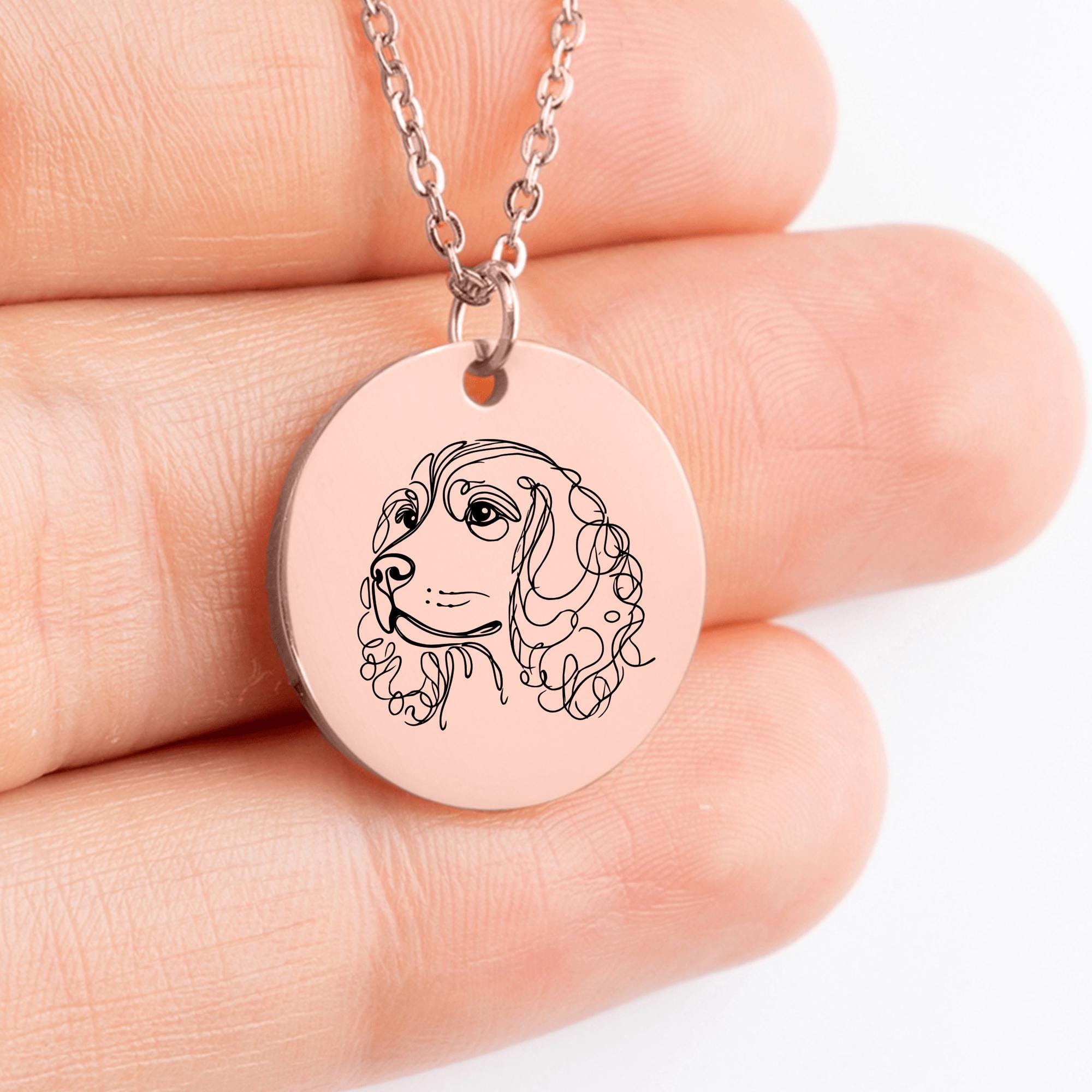 Collana Con Ciondolo Cane Spaniel In Conchiglia Paua (abalone) – Catena Regolabile 45/50 Cm, Argento Placcato Rodio