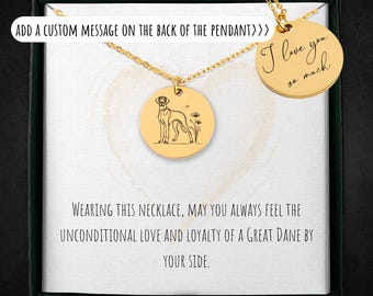 Personalized Great Dane Pendant, Custom Dog Memorial Necklace