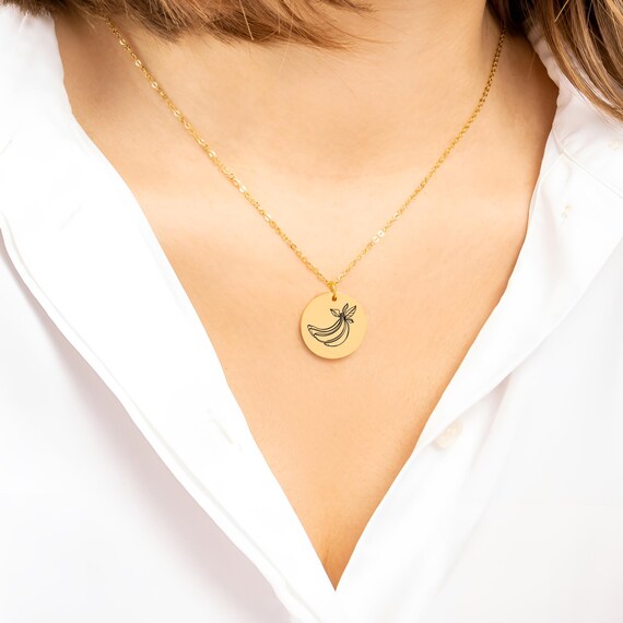 Pendentif Vintage Italien En Or 14K 585 - Banane 3D Complète, Occasion
