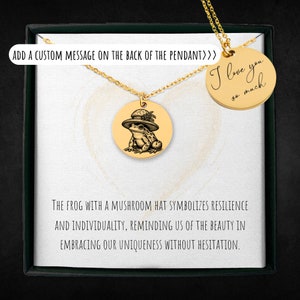 Gepersonaliseerde ketting met kikkerpaddestoel: gegraveerde roestvrijstalen hanger