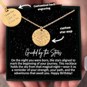 Collier carte des étoiles personnalisé pour homme, cadeau d'anniversaire personnalisé pour mari, père, frère ou fils, bijoux personnalisés guidés par les étoiles