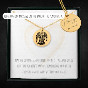 Personalized Archangel Michael Necklace - Saint Michael Medallion - Protection Necklace, Guardian Angel Jewelry  - Custom Christian Charm