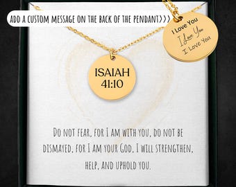 Isaiah 41:10 Faith Pendant Necklace | Personalized Fear Not Scripture Jewelry | Custom Engraved Christian Gift