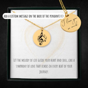 Personalized Treble Clef Necklace For Men And Women - Custom Engraved Musician Jewelry - Music Lover Gift - Musical Charm Pendant