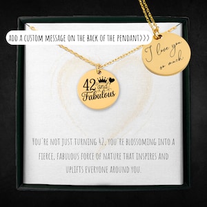 Gepersonaliseerde 42 en fantastische ketting voor vrouwen, op maat gegraveerde 42e verjaardagssieraden, 42-jarige cadeau voor haar, nummer bedelhanger
