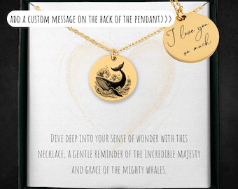 Personalized Whale Necklace: Engraved Ocean Pendant, Custom Jewelry