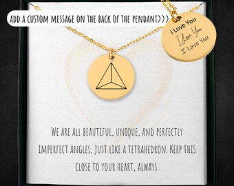 Collar de tetraedro personalizado: dije sólido platónico grabado