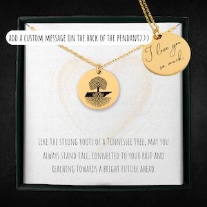 Personalized Tennessee State Necklace For Women - Custom Engraved State Tree Roots Jewelry, Tennessee Gift For Her, Tennessee Charm Pendant