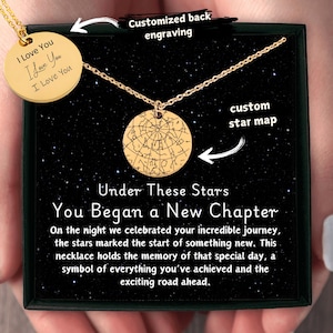 Collier date de retraite, pendentif personnalisé pour elle, lui, bijoux personnalisés pour retraité, cadeau carte des étoiles gravée pour femme et homme