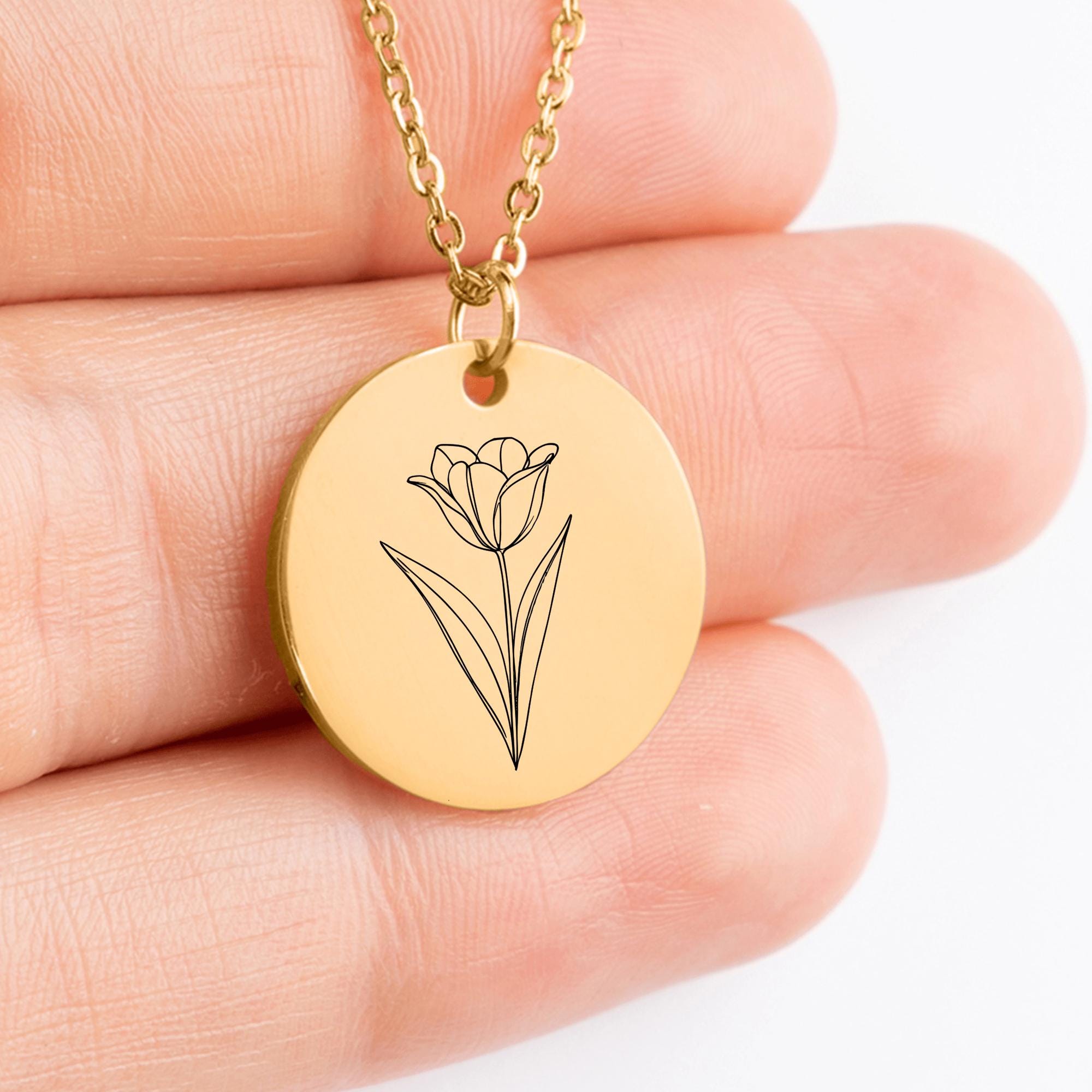 アクセサリーその他 Flowerman Necklace Personalized Tulip Necklace Custom Flower Pendant Jewelry