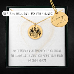 Personalized Baphomet Necklace For Women And Men - Custom Engraved Satanic Jewelry - Goat Pentagram - Satan Coin Pendant - Goth Charm