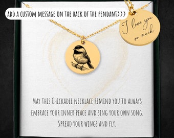 Personalized Chickadee Necklace For Women And Girls - Custom Engraved Bird Jewelry - Bird Lover Gift - Chickadee Pendant - Chickadee Charm